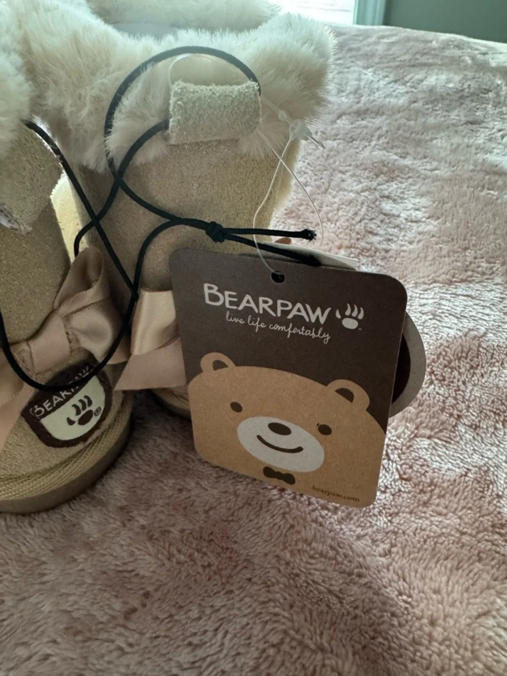 NWT Bearpaw Glitter Leather and Faux Fur Baby/Toddler Girls Boots, Size 5